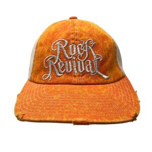 Rock Revival Trucker Strapback Hat Cap Buckle Exclusive Logo Distressed NWT